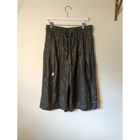 RTR 3.1 Phillip Lim Faux Leather Bermuda Mid Length Culottes pull on solid Sz 8 - Picture 4 of 10